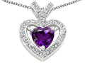 Tommaso Design™ Heart Shape 6 mm Genuine Amethyst Pendant Necklace