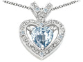 Tommaso Design™ Heart Shape 6 mm Genuine Aquamarine Pendant Necklace