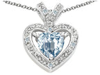 Tommaso Design™ Heart Shape 6 mm Genuine Aquamarine Pendant Necklace