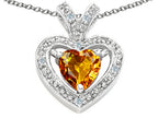 Tommaso Design™ Heart Shape 6 mm Genuine Citrine Pendant Necklace
