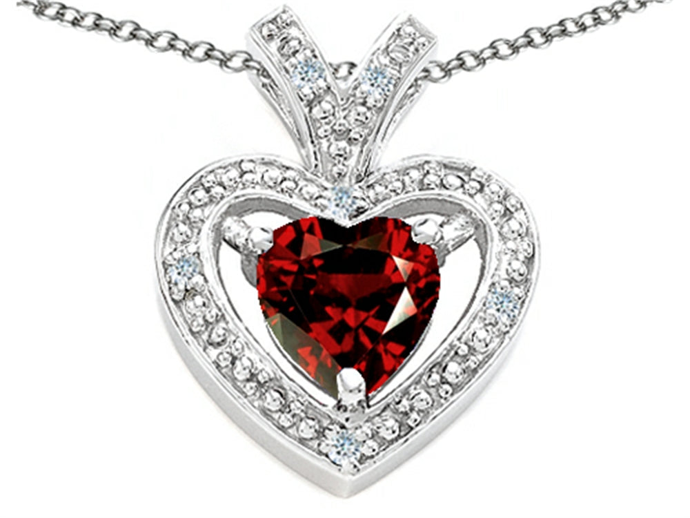 Tommaso Design™ Heart Shape 6 mm Genuine Garnet Pendant Necklace