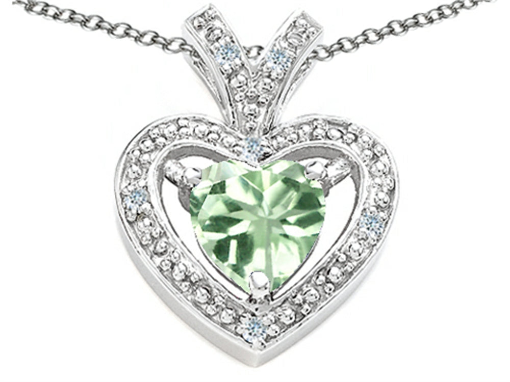 Tommaso Design™ Heart Shape 6 mm Green Amethyst Pendant Necklace