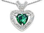 Tommaso Design™ Heart Shape 6mm Simulated Emerald Pendant Necklace