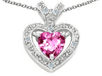 Tommaso Design™ Heart Shape 6mm Simulated Pink Tourmaline Pendant Necklace