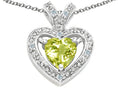 Tommaso Design™ Heart Shape 6 mm Genuine Lemon Quartz Pendant Necklace