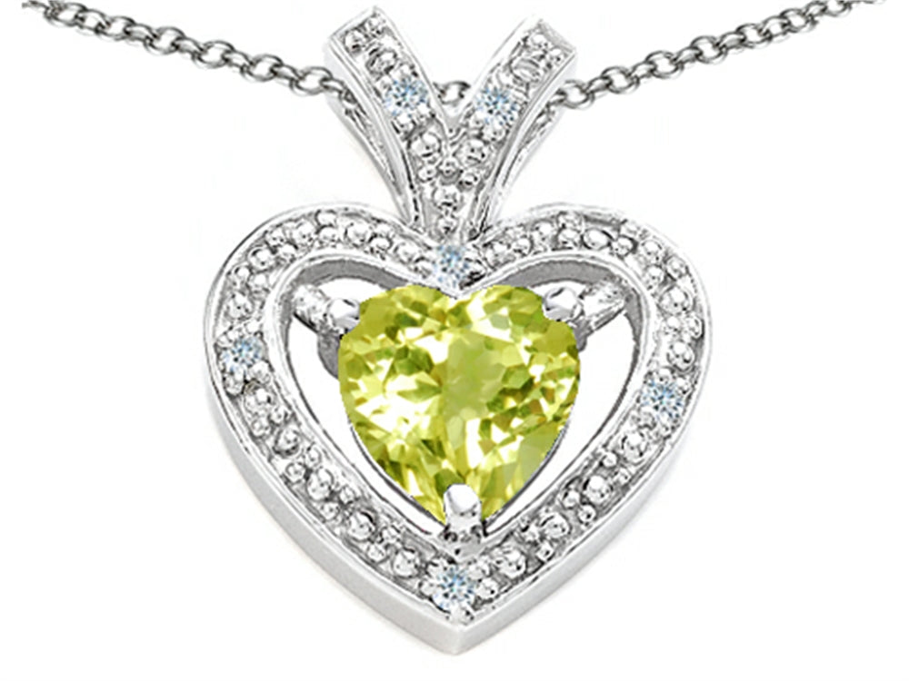 Tommaso Design™ Heart Shape 6 mm Genuine Lemon Quartz Pendant Necklace