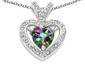 Tommaso Design™ Heart Shape 6 mm Mystic Rainbow Topaz Pendant Necklace