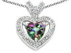 Tommaso Design™ Heart Shape 6 mm Mystic Rainbow Topaz Pendant Necklace