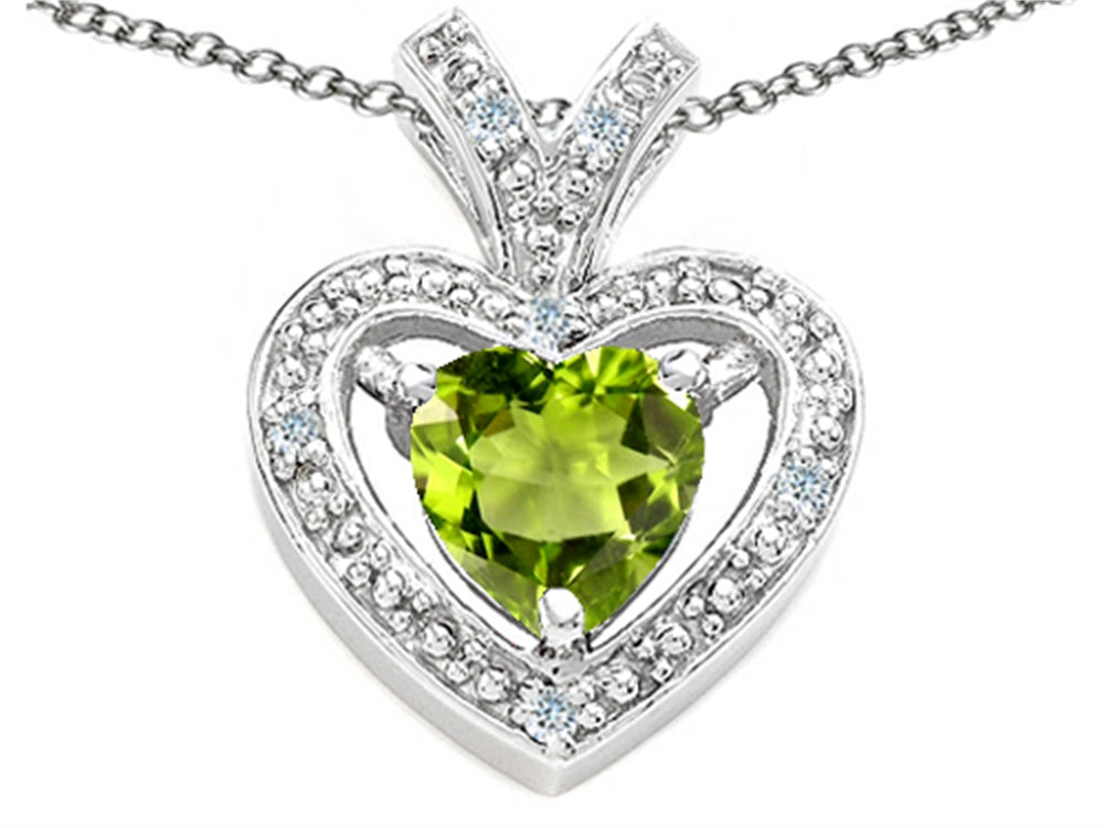Tommaso Design™ Heart Shape 6 mm Genuine Peridot Pendant Necklace