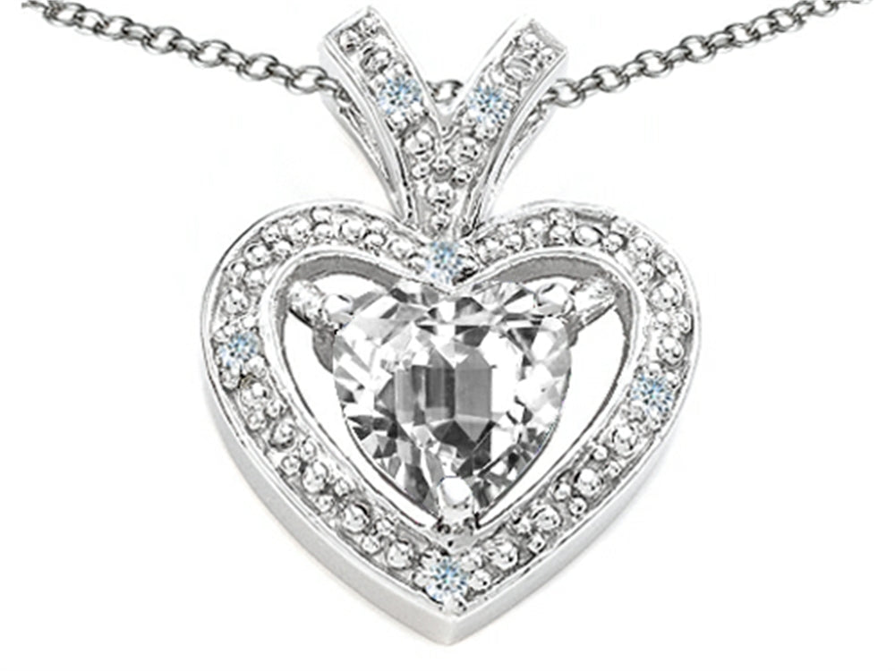 Tommaso Design™ Heart Shape 6 mm Genuine White Topaz Pendant Necklace