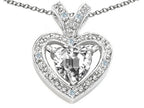 Tommaso Design™ Heart Shape 6 mm Genuine White Topaz Pendant Necklace
