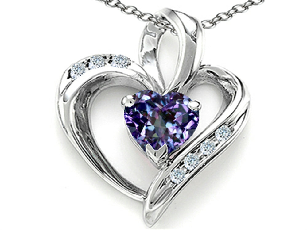 Star K™ Heart Shape 6mm Simulated Alexandrite Pendant Necklace