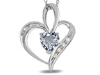 Star K™ Heart Shape 6mm Genuine Aquamarine Pendant Necklace