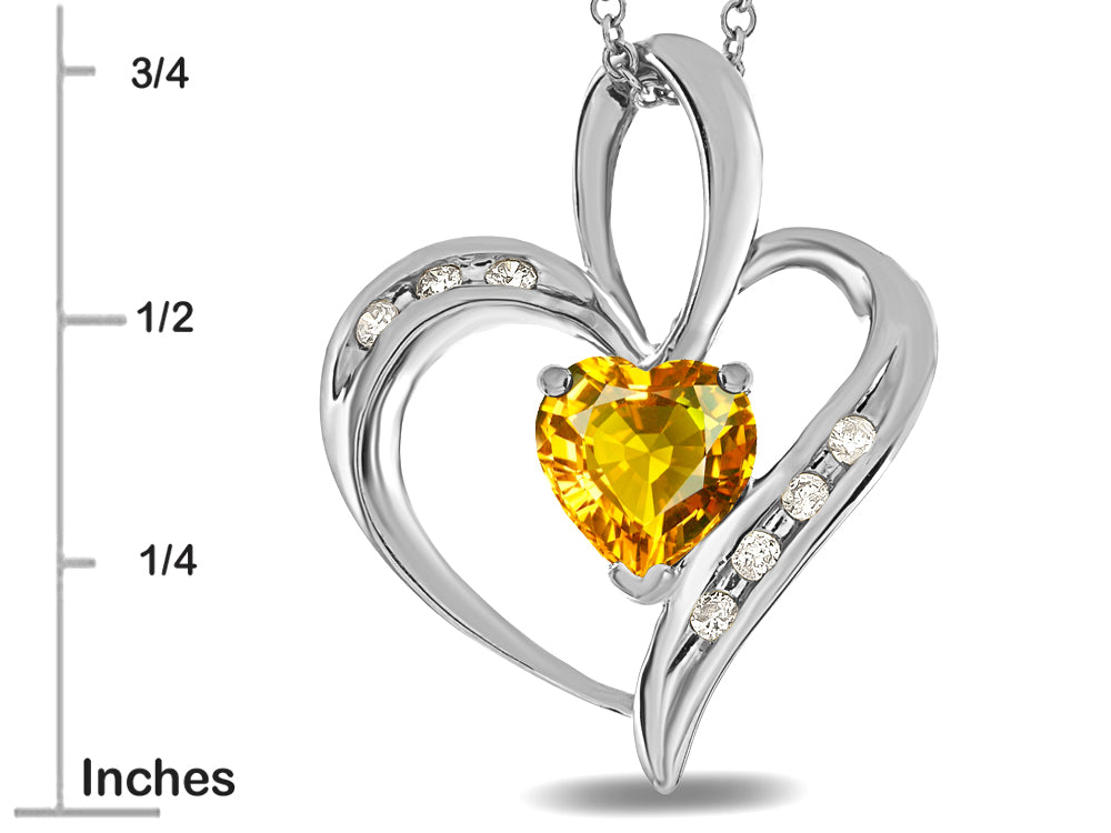 Star K™ Heart Shape 6mm Genuine Citrine Pendant Necklace