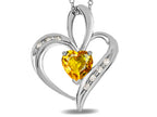 Star K™ Heart Shape 6mm Genuine Citrine Pendant Necklace
