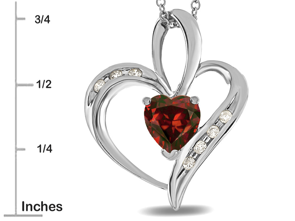 Star K™ Heart Shape 6mm Genuine Garnet Pendant Necklace