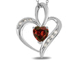 Star K™ Heart Shape 6mm Genuine Garnet Pendant Necklace