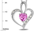 Star K™ Heart Shape 6mm Created Pink Sapphire Pendant Necklace