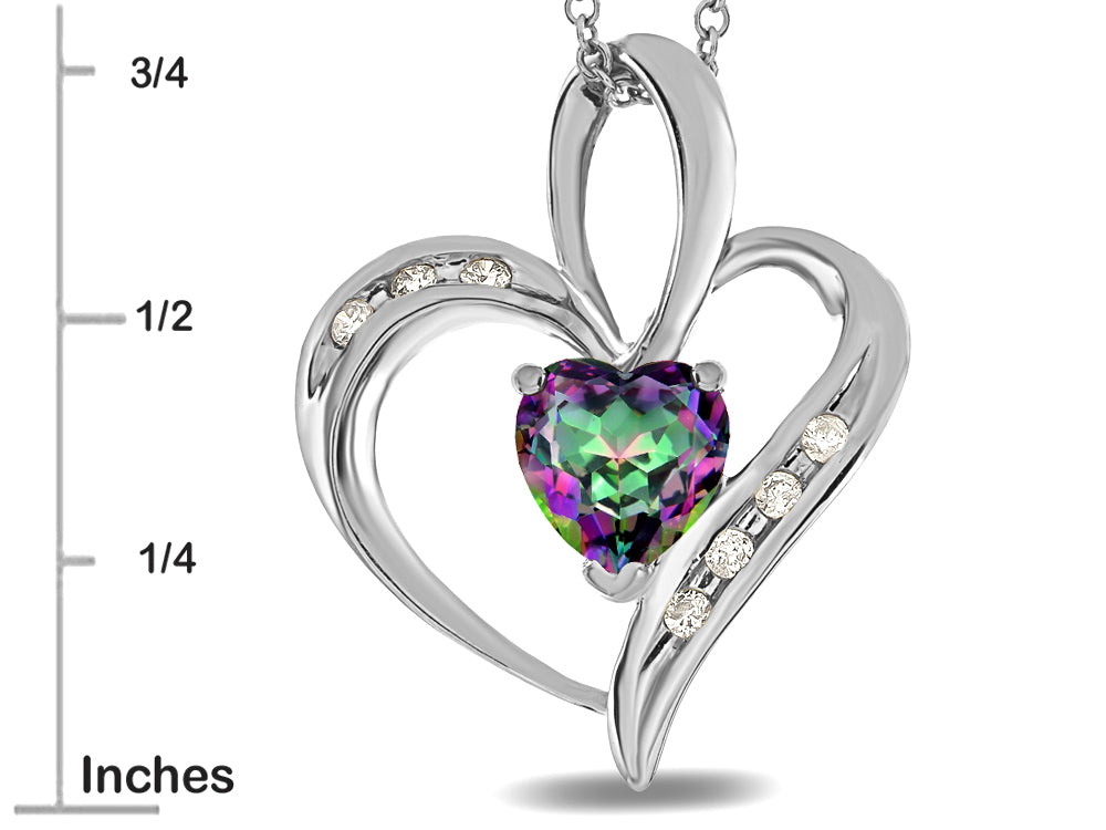 Star K™ Heart Shape 6mm Mystic Rainbow Topaz Pendant Necklace
