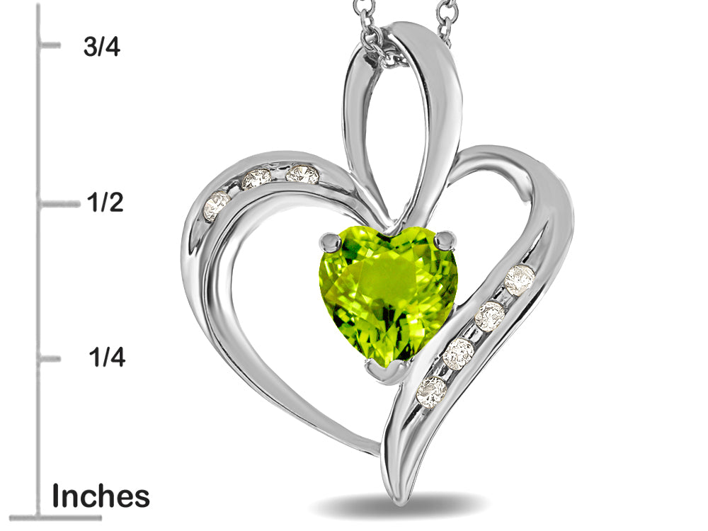 Star K™ Heart Shape 6mm Genuine Peridot Pendant Necklace