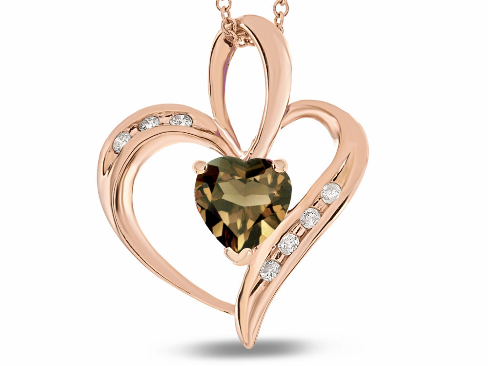 Star K™ Heart Shape 6mm Genuine Smoky Quartz Pendant Necklace 15 x 17mm
