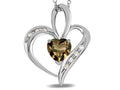 Star K™ Heart Shape 6mm Genuine Smoky Quartz Pendant Necklace 15 x 17mm