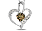 Star K™ Heart Shape 6mm Genuine Smoky Quartz Pendant Necklace 15 x 17mm