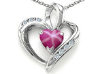 Tommaso Design™ Heart Shape 6mm Created Star Ruby Pendant Necklace