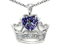 Tommaso Design™ Heart Shape 6mm Simulated Alexandrite Crown Pendant Necklace