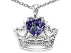 Tommaso Design™ Heart Shape 6mm Simulated Alexandrite Crown Pendant Necklace