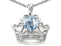 Tommaso Design™ Heart Shape 6 mm Genuine Aquamarine Crown Pendant Necklace
