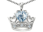 Tommaso Design™ Heart Shape 6 mm Genuine Aquamarine Crown Pendant Necklace