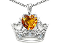 Tommaso Design™ Heart Shape 6 mm Genuine Citrine Crown Pendant Necklace