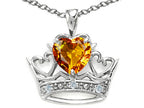 Tommaso Design™ Heart Shape 6 mm Genuine Citrine Crown Pendant Necklace