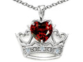 Tommaso Design™ Heart Shape 6 mm Genuine Garnet Crown Pendant Necklace