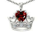 Tommaso Design™ Heart Shape 6 mm Genuine Garnet Crown Pendant Necklace