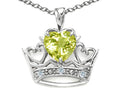 Tommaso Design™ Heart Shape 6 mm Genuine Lemon Quartz Crown Pendant Necklace