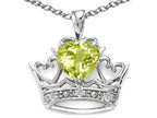 Tommaso Design™ Heart Shape 6 mm Genuine Lemon Quartz Crown Pendant Necklace