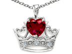 Tommaso Design™ Heart Shape 6mm Created Ruby Crown Pendant Necklace