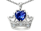 Tommaso Design™ Heart Shape 6 mm Created Blue Sapphire Crown Pendant Necklace