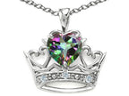 Tommaso Design™ Heart Shape 6 mm Mystic Rainbow Topaz Crown Pendant Necklace