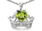 Tommaso Design™ Heart Shape 6 mm Genuine Peridot Crown Pendant Necklace