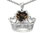 Tommaso Design™ Heart Shape 6 mm Genuine Smoky Quartz Crown Pendant Necklace