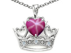 Tommaso Design™ Heart Shape 6 mm Created Star Ruby Crown Pendant Necklace