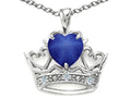 Tommaso Design™ Heart Shape 6 mm Created Star sapphire Crown Pendant Necklace