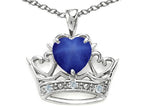 Tommaso Design™ Heart Shape 6 mm Created Star sapphire Crown Pendant Necklace