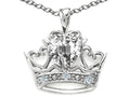 Tommaso Design™ Heart Shape 6 mm Genuine White Topaz Crown Pendant Necklace
