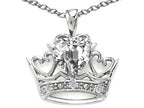 Tommaso Design™ Heart Shape 6 mm Genuine White Topaz Crown Pendant Necklace