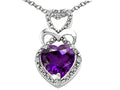 Tommaso Design™ Heart Shape 8 mm Genuine Amethyst Pendant Necklace