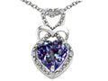 Tommaso Design™ Heart Shape 8 mm Simulated Alexandrite Pendant Necklace